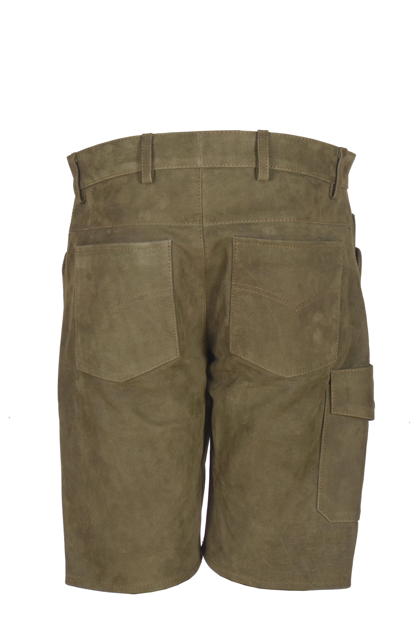 Green Nubuck Leather Shorts