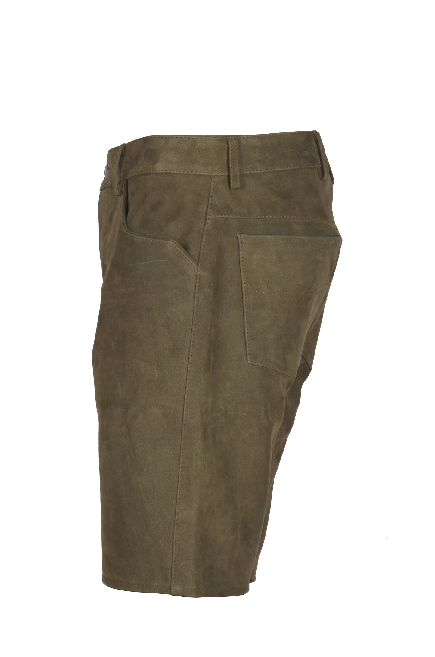 Green Nubuck Leather Shorts